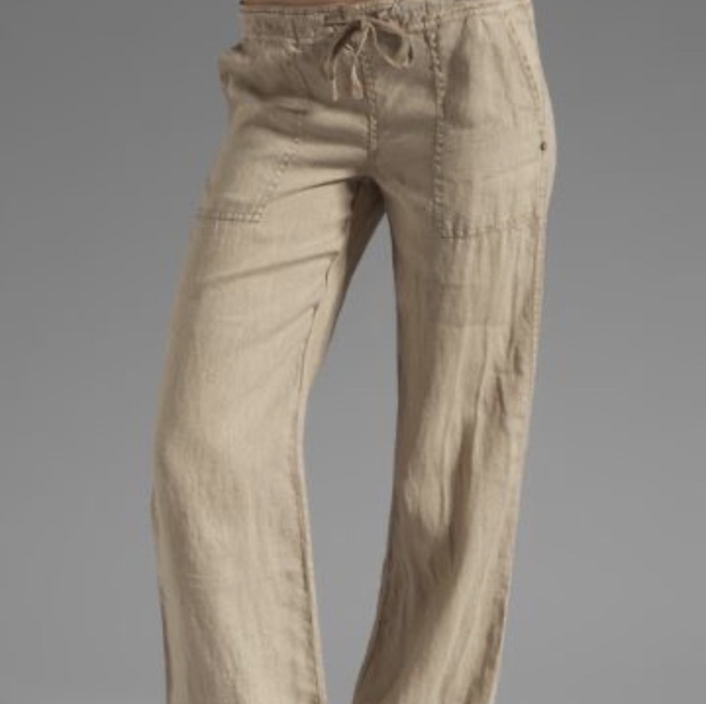 Michael Stars Beige Linen Drawstring Pants Womens Size S